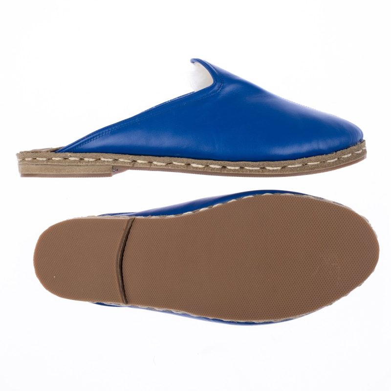 atlantis handmade shoes blue slippers with shearling sabah babas