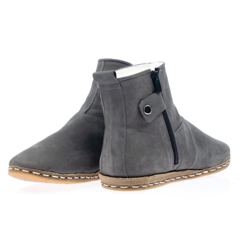 atlantis handmade shoes gray nubuck leather cozy shearling boots 533e92d0 73df 4000 ad52 8f8746d4f9e8