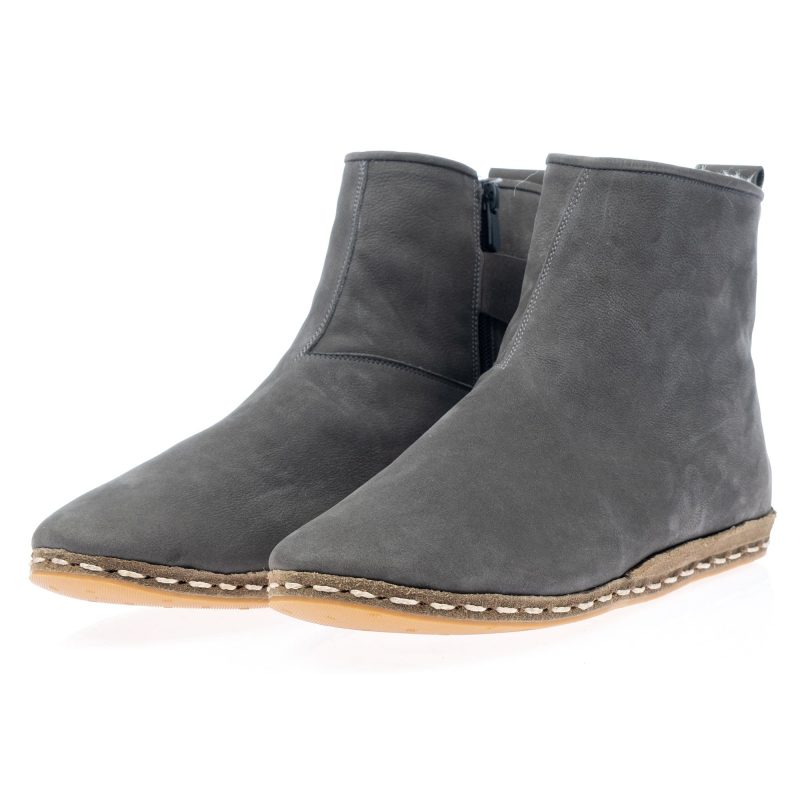 atlantis handmade shoes gray nubuck leather turkish shearling boots 9d6881c0 c00e 44de 830d 7626aa3acae6