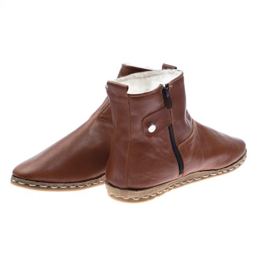 atlantis handmade shoes peru brown leather sheepskin boots