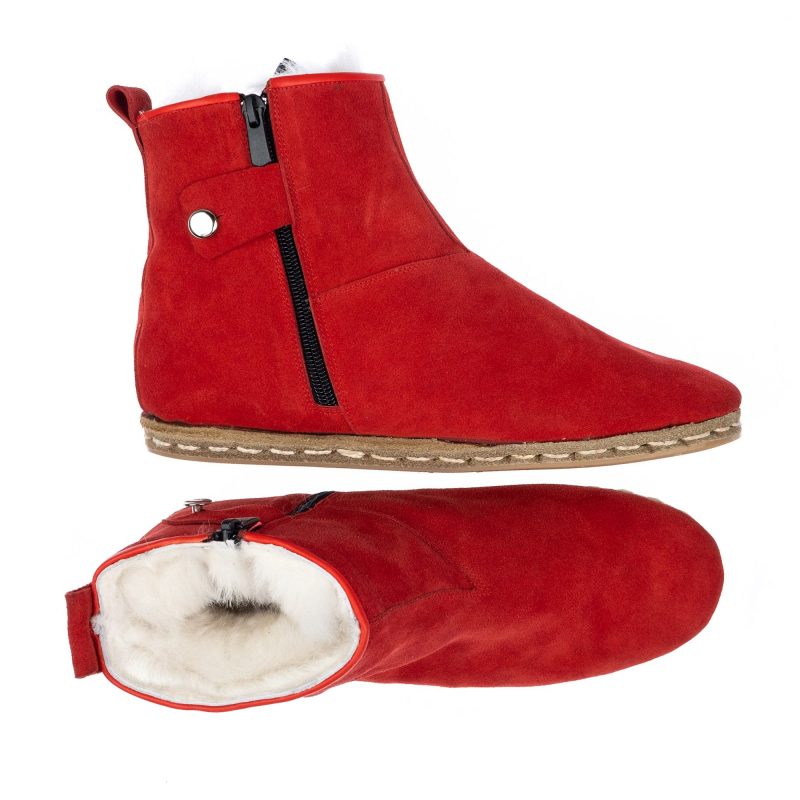 atlantis handmade shoes red suede leather shearling boots 4b3aa83a 9569 4aa6 8380 e86a4406882b