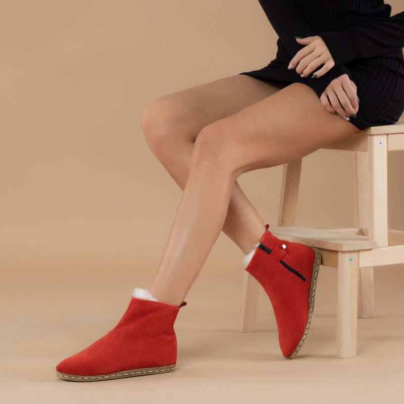 atlantis shoes winter boots red nubuck shearling fur boots 4