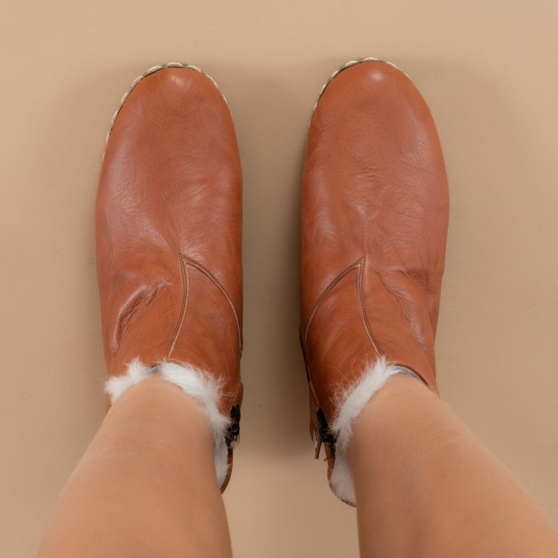 atlantis shoes winter boots tan shearling fur boots 8